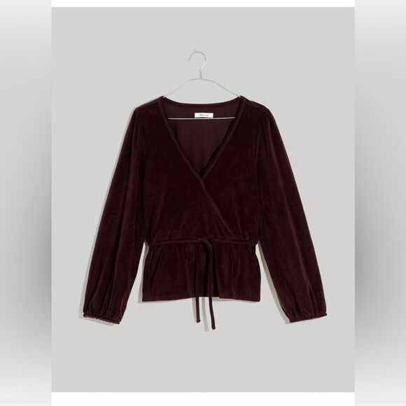 Madewell corduroy tie front faux wrap top size L - Picture 2 of 10